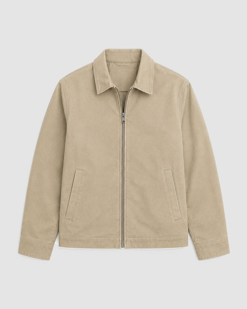Tussenjas voor heren met rits en kraag – Beige