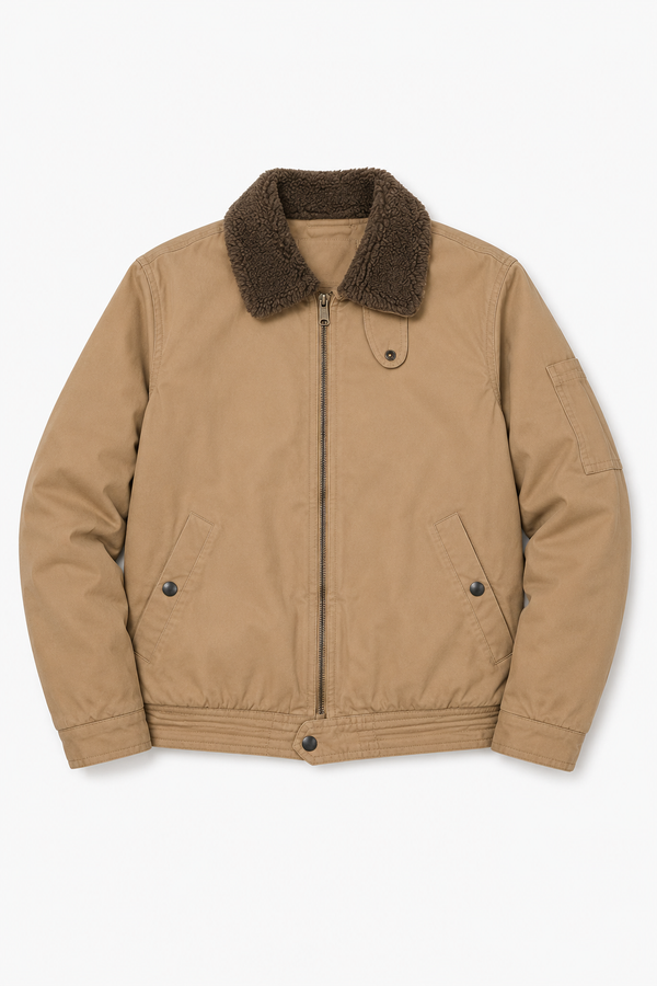 Herren Jungle-Cloth-Jacke mit Sherpa-Kragen – Khaki