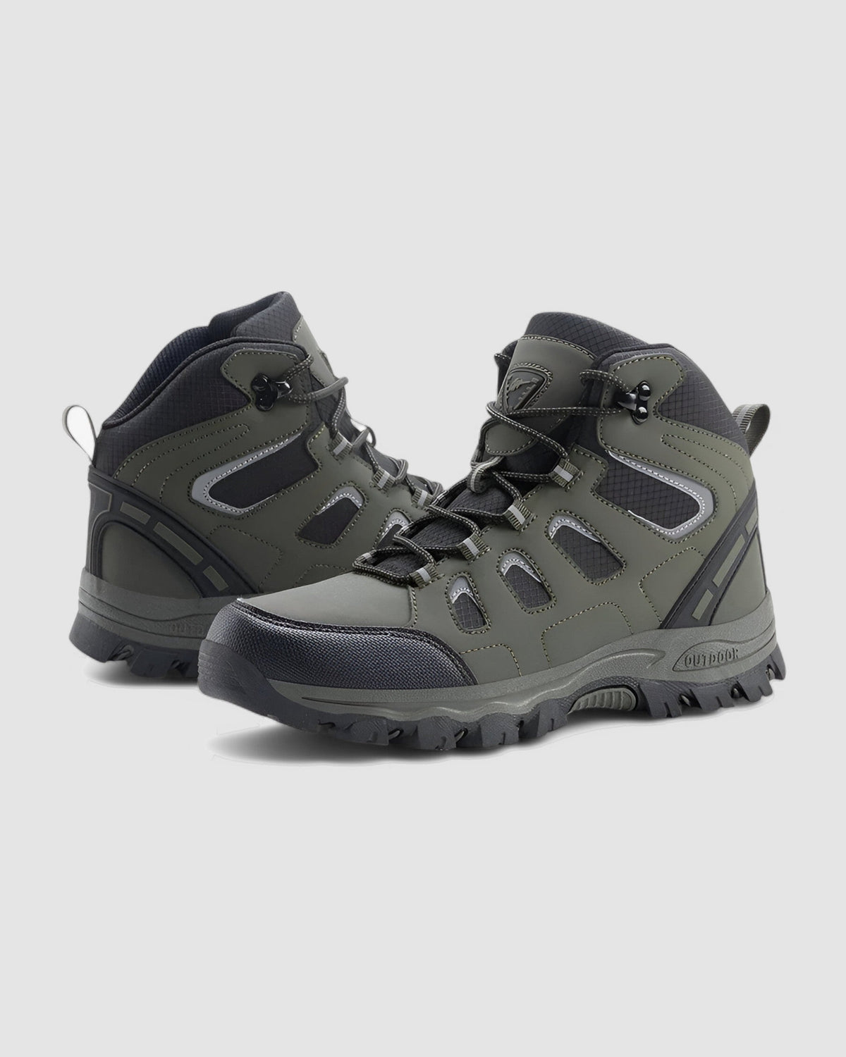 Wanderstiefel aus Leder mit rutschfester Laufsohle in Dunkelgrün