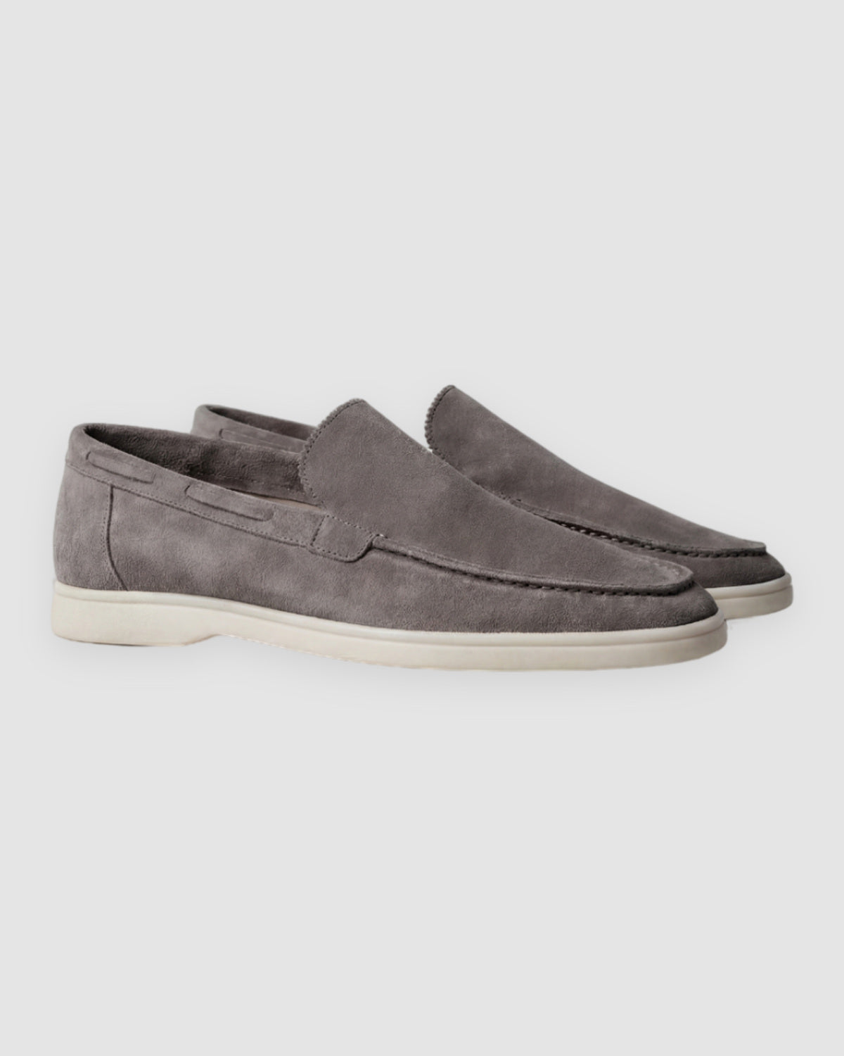 Herren Mokassins aus Wildleder, Slip-On in Hellgrau