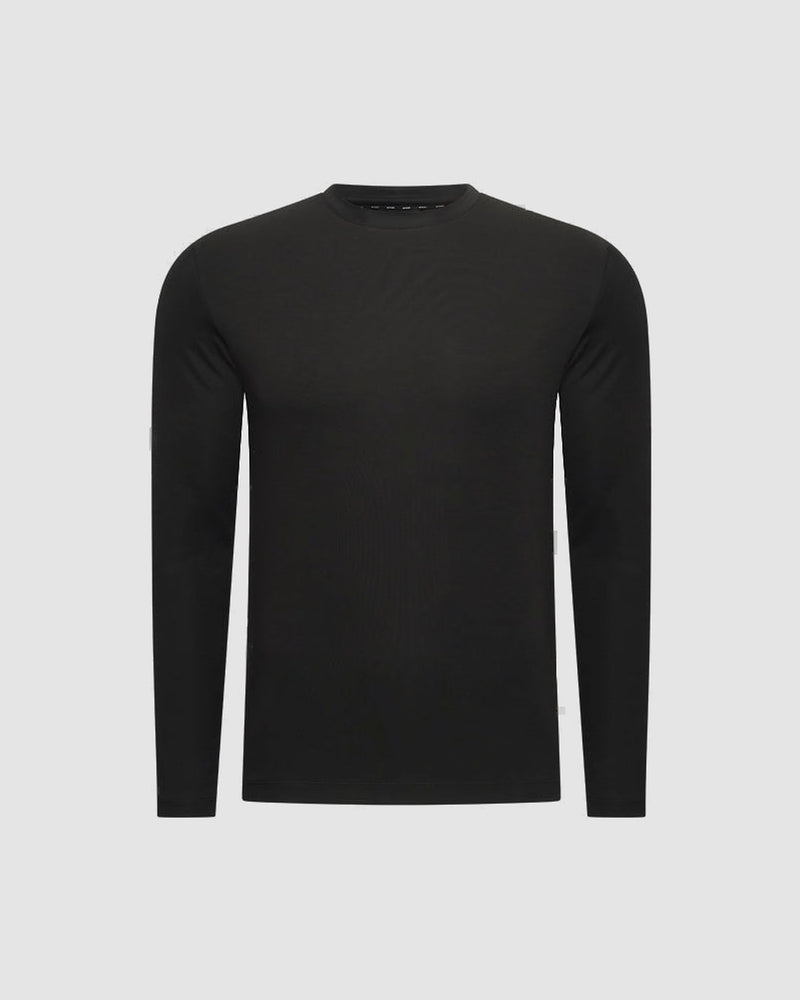 Longsleeve voor heren van lyocell met ronde hals – Zwart