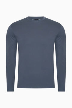 Longsleeve Herren Baumwolle Rundhals Steel Blue