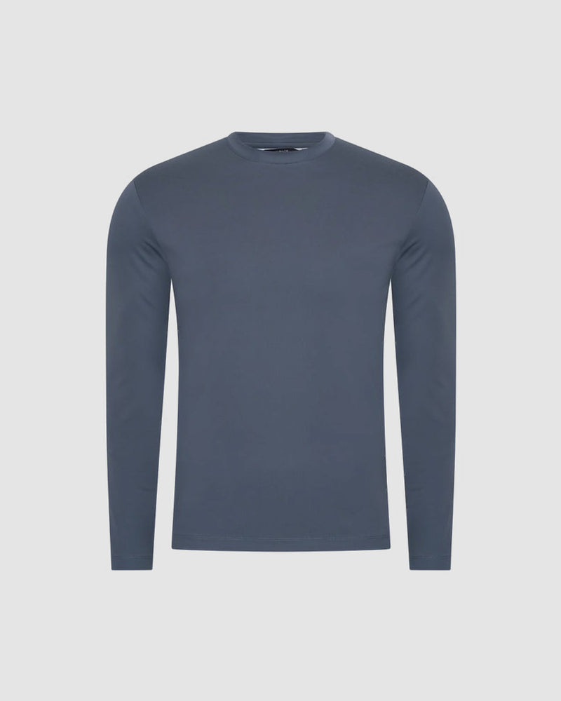 Longsleeve voor heren met ronde hals – Staalblauw