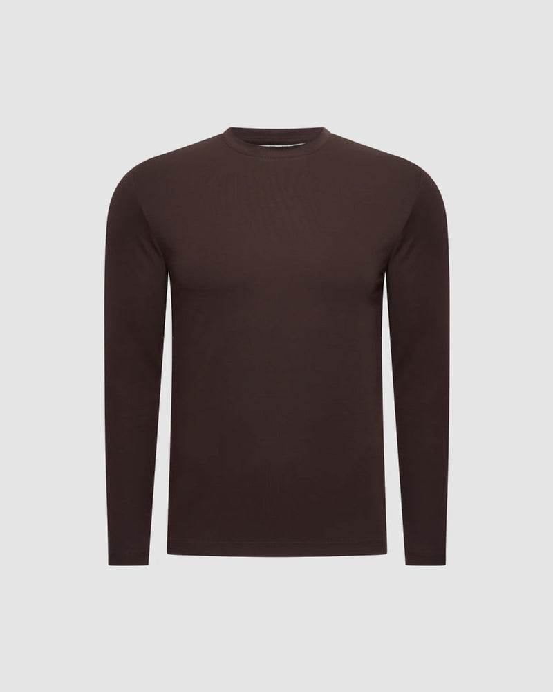 Longsleeve voor heren met ronde hals – Espresso