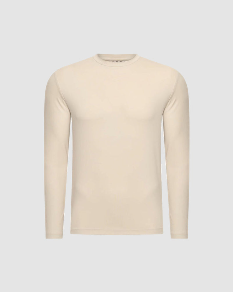 Longsleeve voor heren met ronde hals – Zandbeige