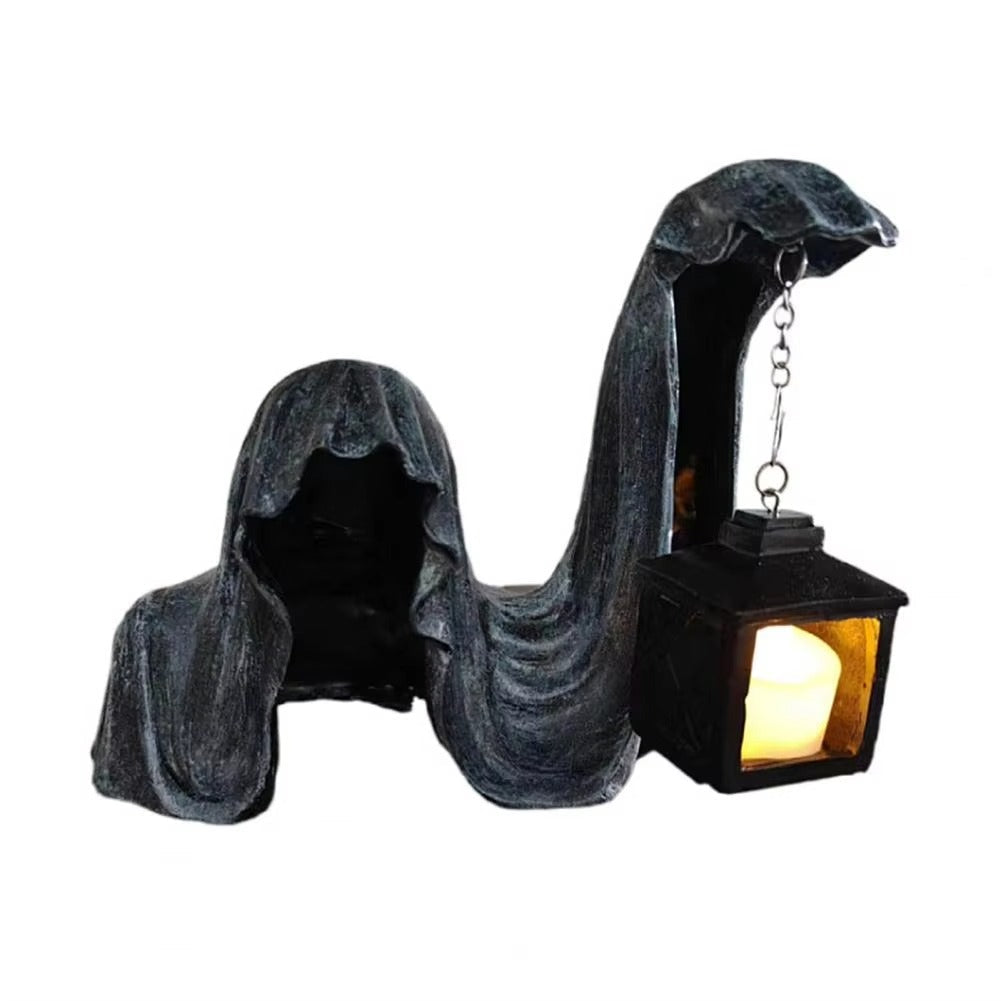 Geisterfigur mit Laterne - Leuchtende Halloween-Deko Grau