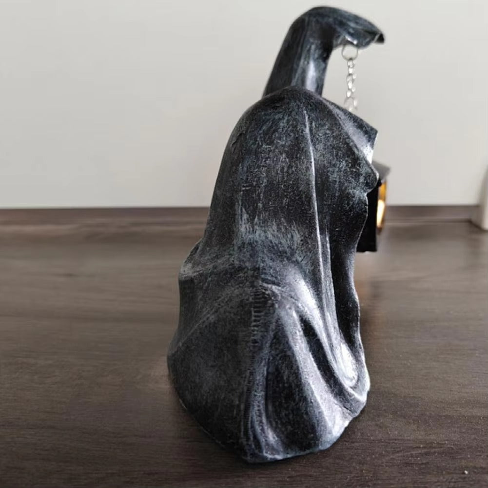 Geisterfigur mit Laterne - Leuchtende Halloween-Deko Grau