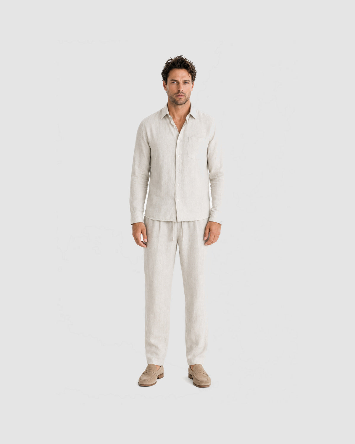 Herren Set Langarmshirt und Hose – Beige, Bild 2