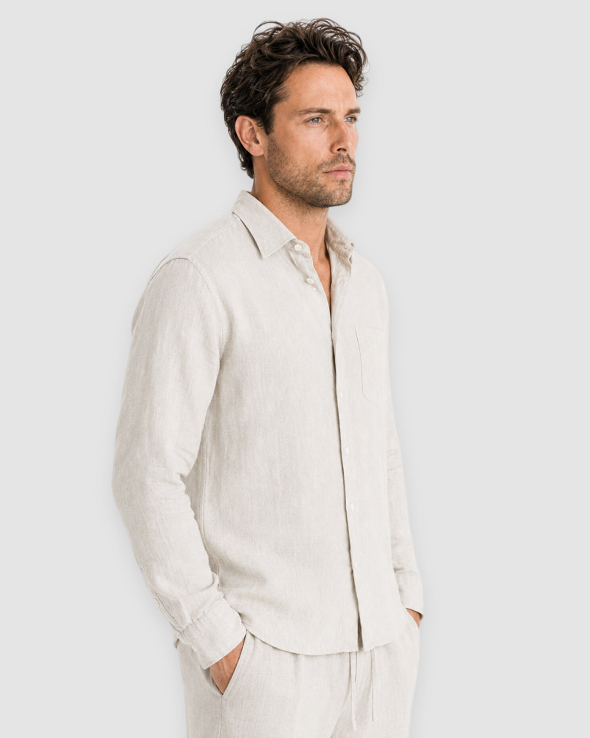Herren Set Langarmshirt und Hose – Beige, Bild 5