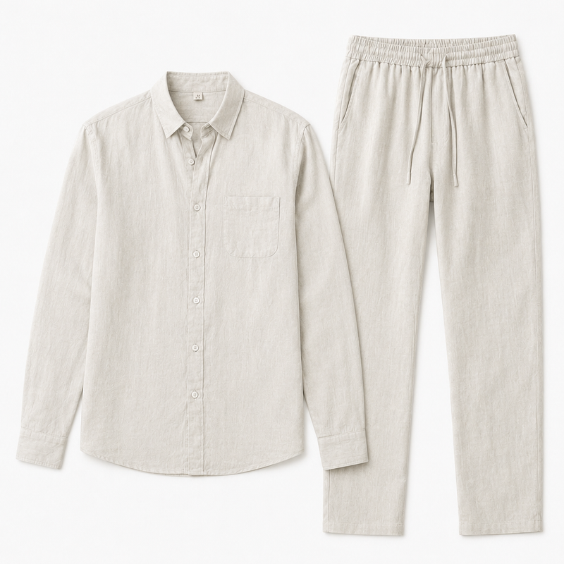 Herren-Set Langarmshirt & Hose Beige