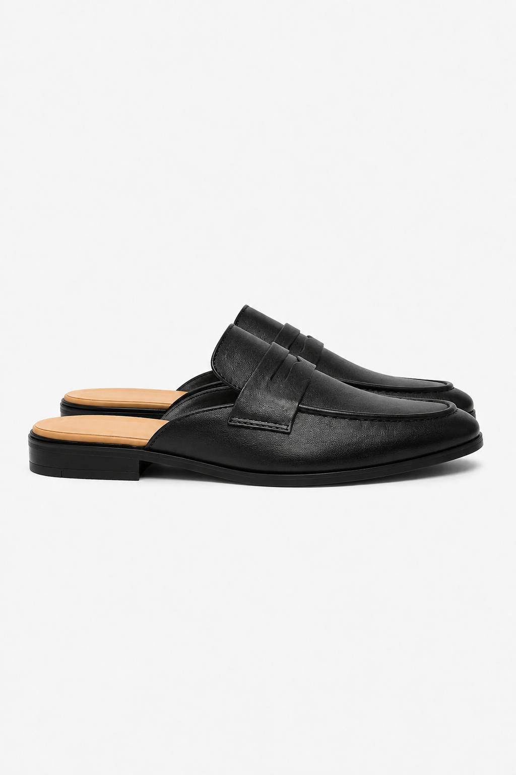 Schwarze Herren-Mules im Pennyloafer-Stil