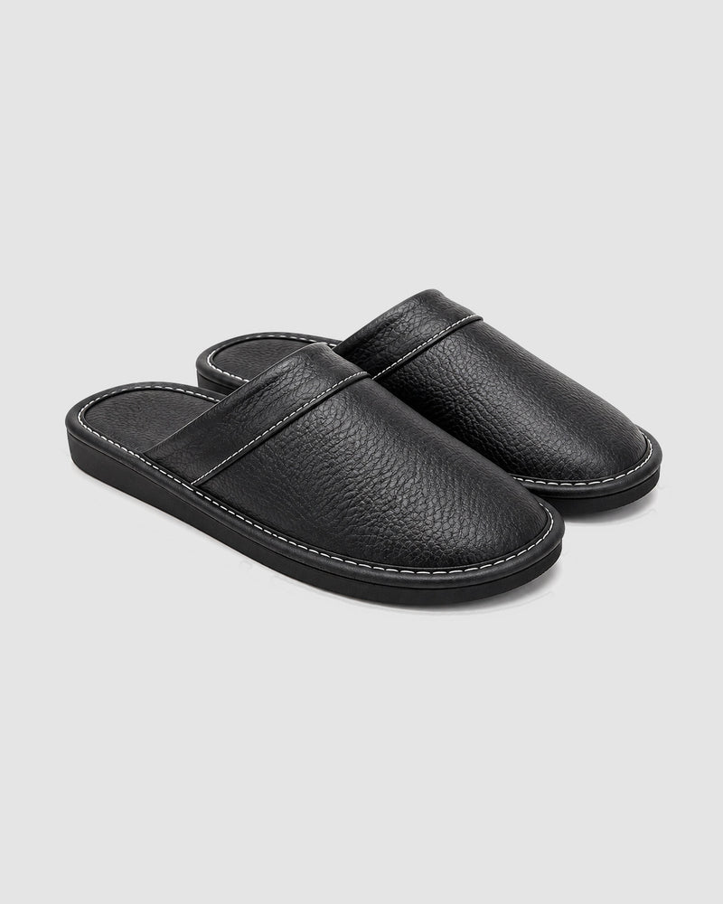 Pantoffels voor heren met zachte zool – Zwart