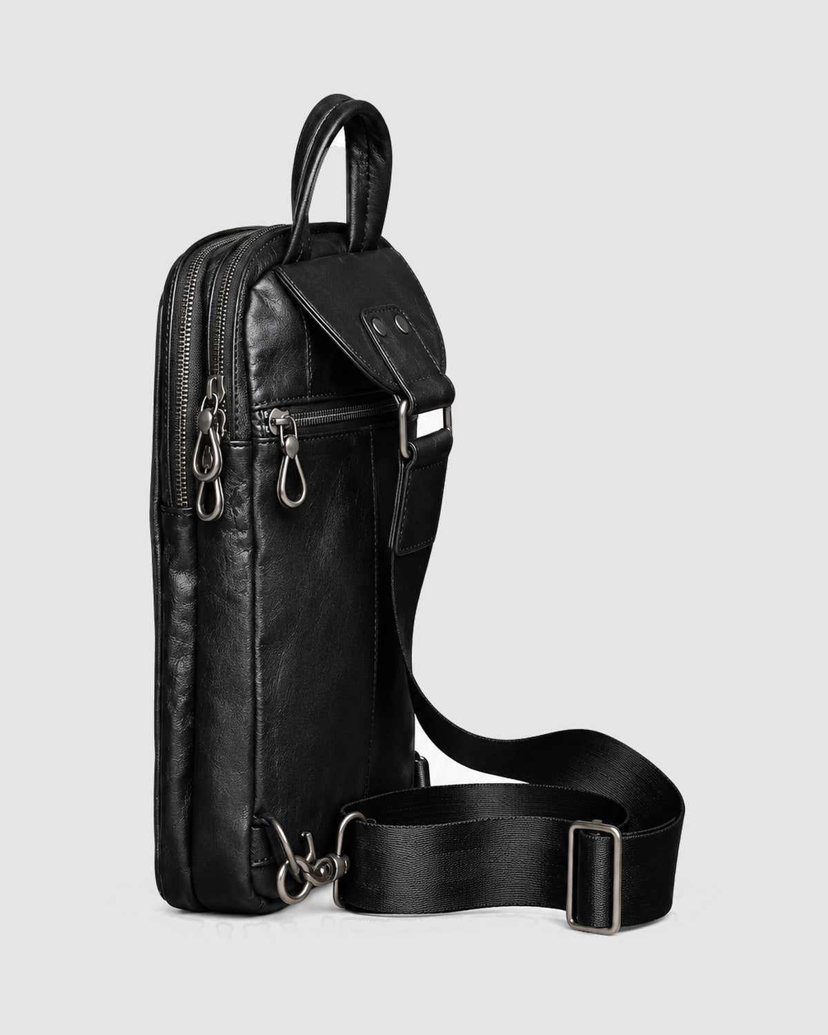 Herren Sling Bag mit Reißverschlussfächern – Schwarz, Bild 4