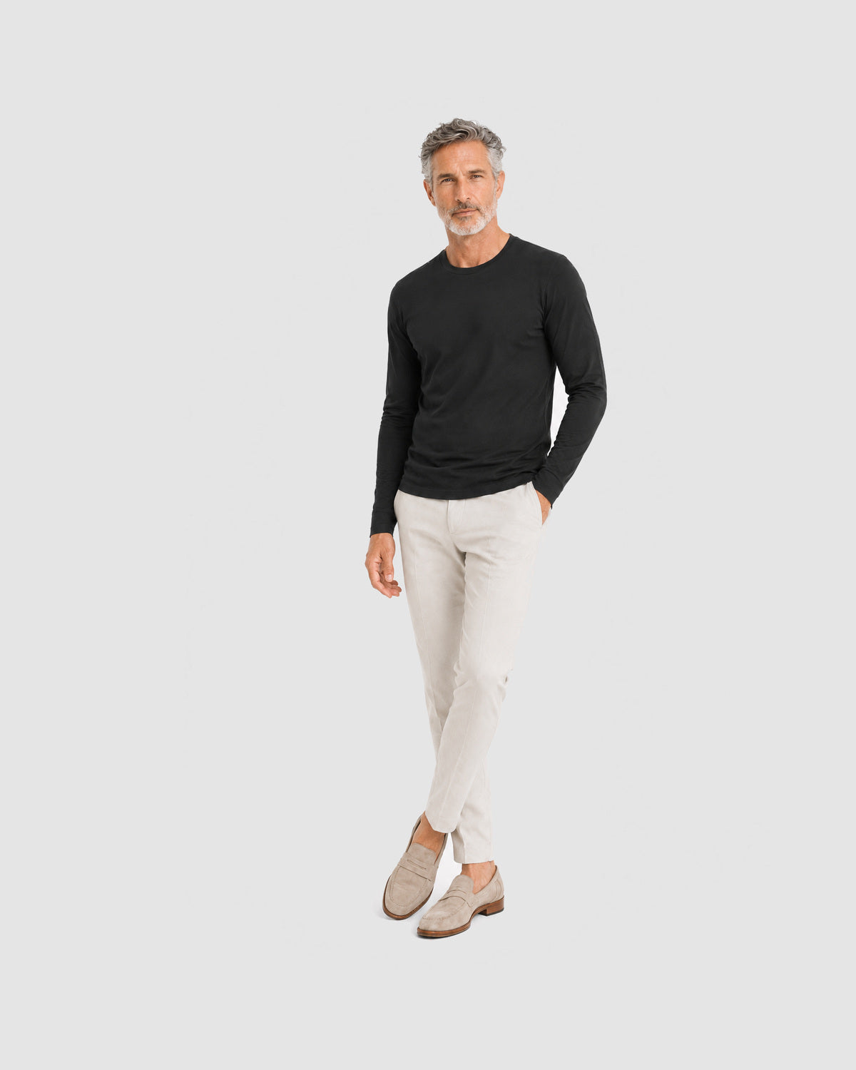 Herren Longsleeve aus Lyocell mit Rundhals – Schwarz, Bild 6