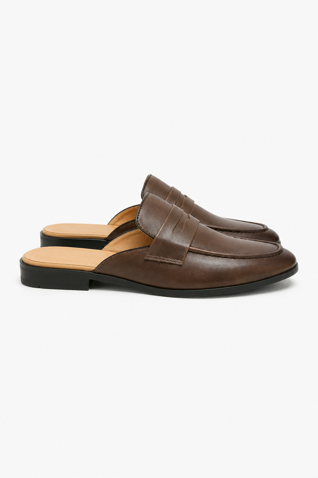 Braune Herren-Mules im Pennyloafer-Stil