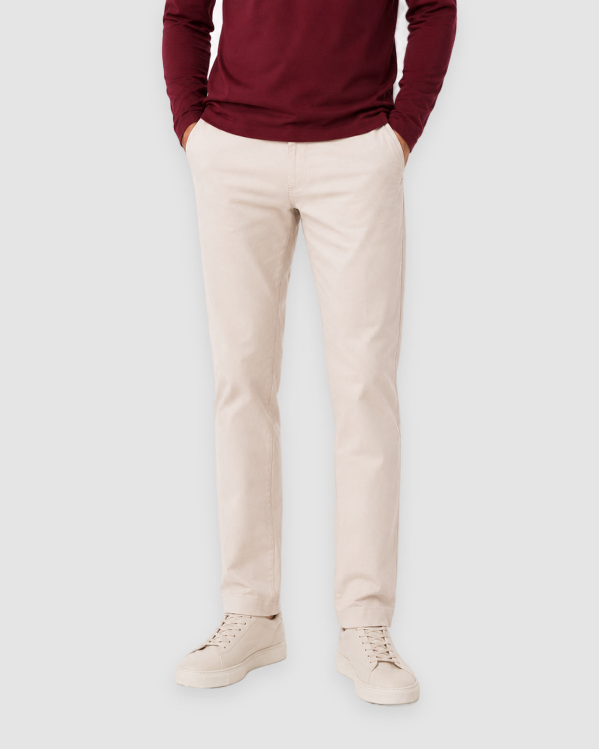 Herren Longsleeve mit Rundhals – Kirschrot, Bild 8