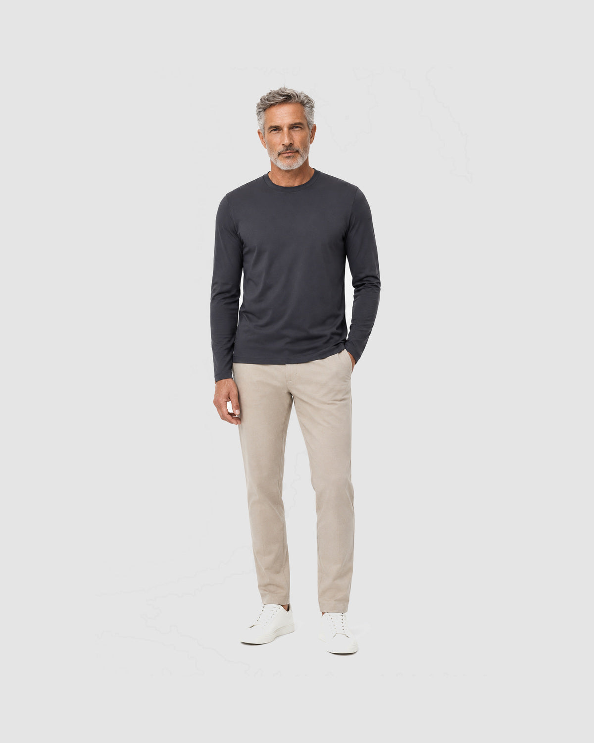 Herren Longsleeve mit Rundhals – Graphit, Bild 3