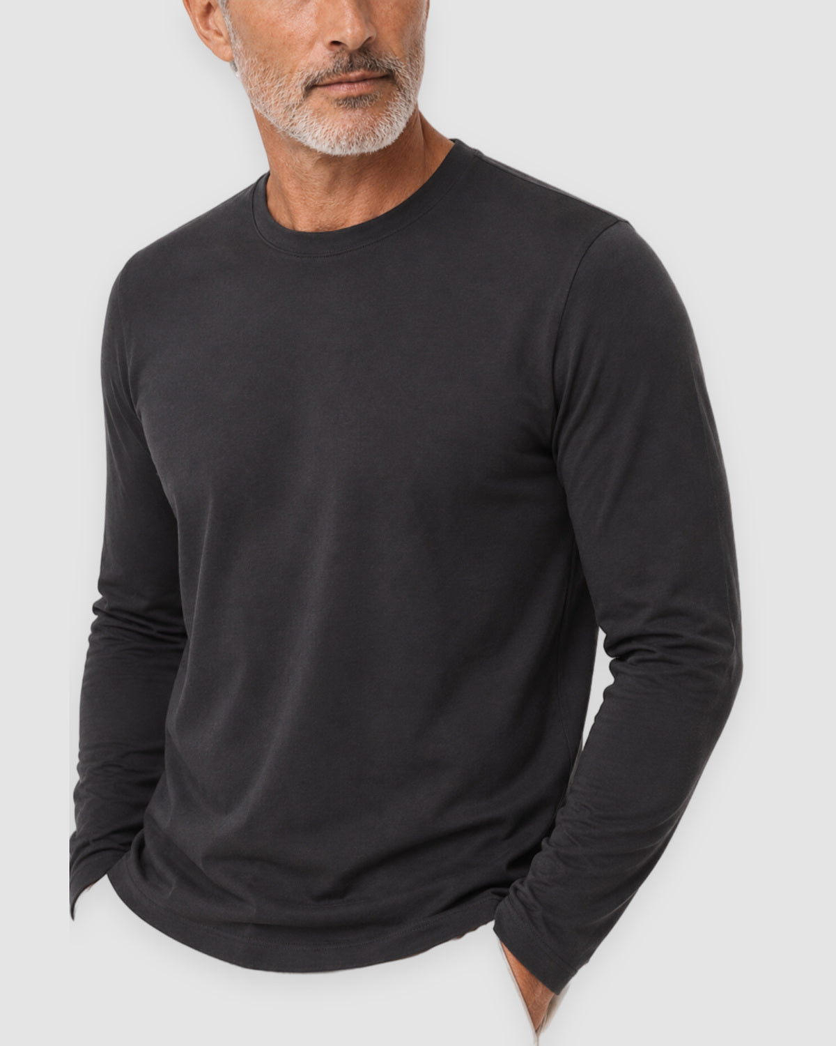 Herren Longsleeve mit Rundhals – Graphit, Bild 8