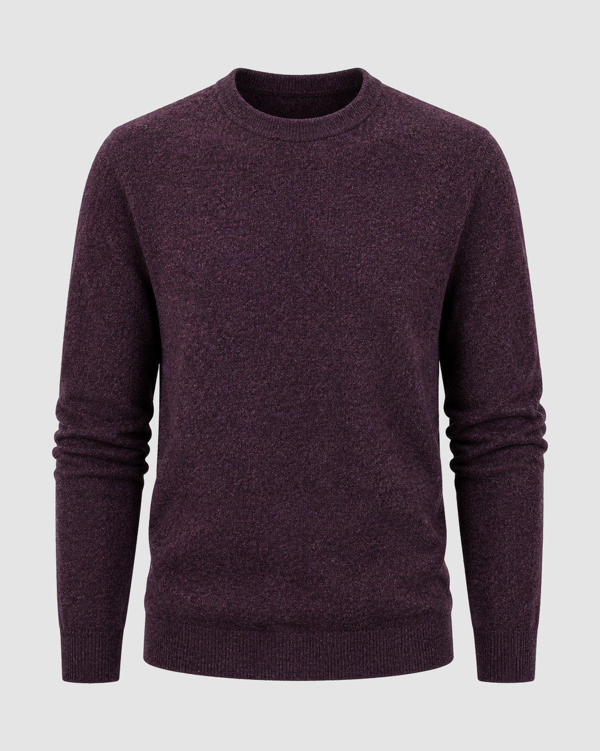 Herren Grobstrick-Pullover mit Rundhals – Weinrot