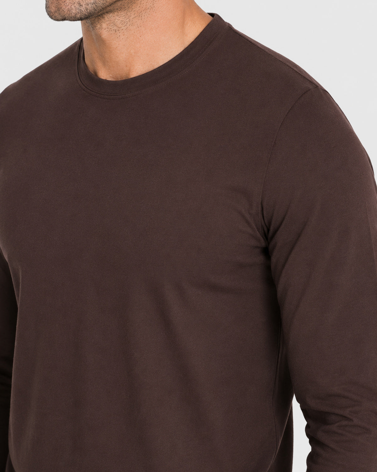 Herren Longsleeve mit Rundhals – Espresso, Bild 7