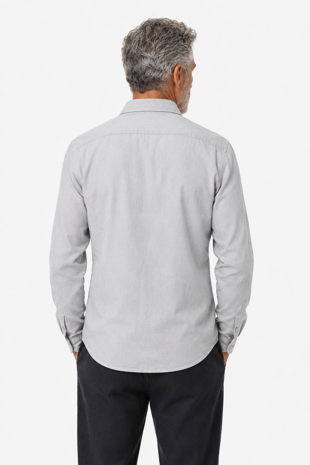 Männer Leinen Sommer Set - Langarmshirt & Hose Grau/Schwarz