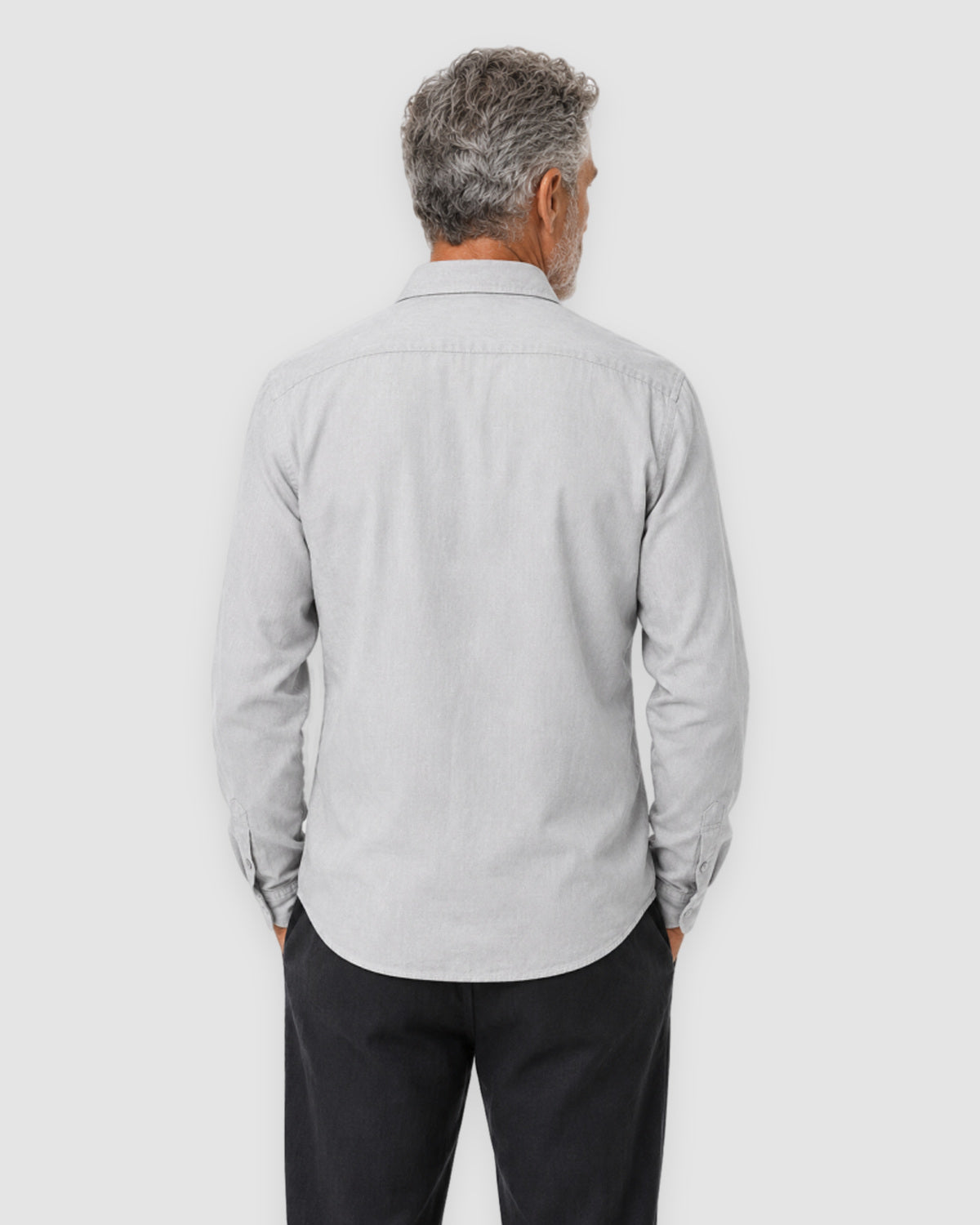 Herren Leinen-Set Langarm mit Hose – Grau/Schwarz, Bild 6
