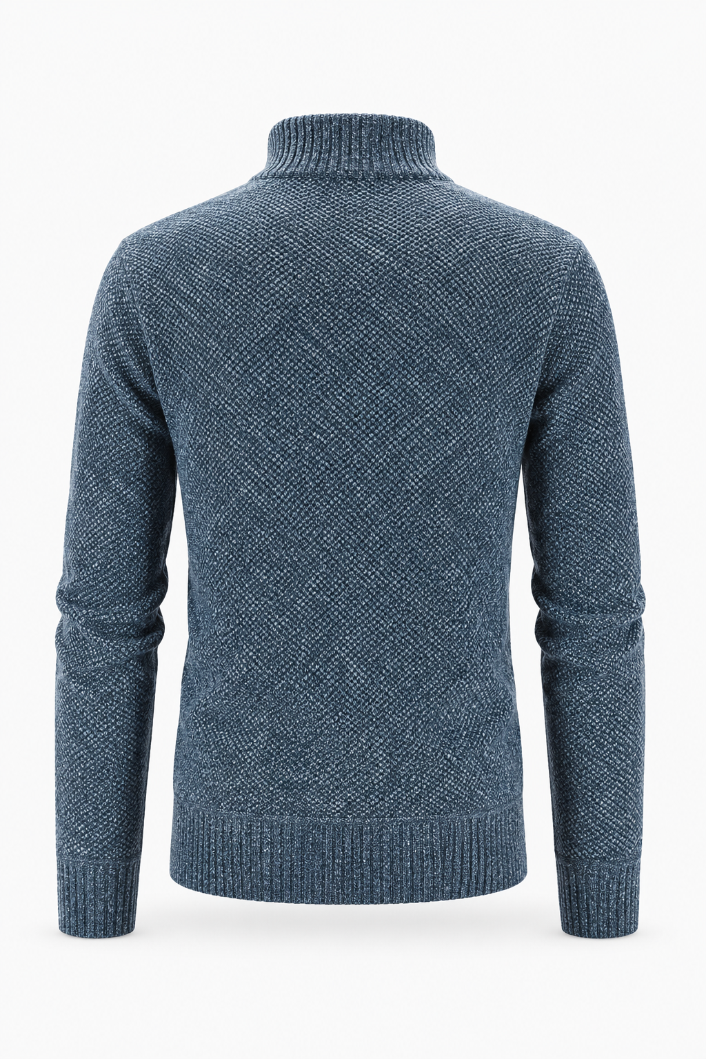 Blauer Herren-Strukturpullover mit Half-Zip