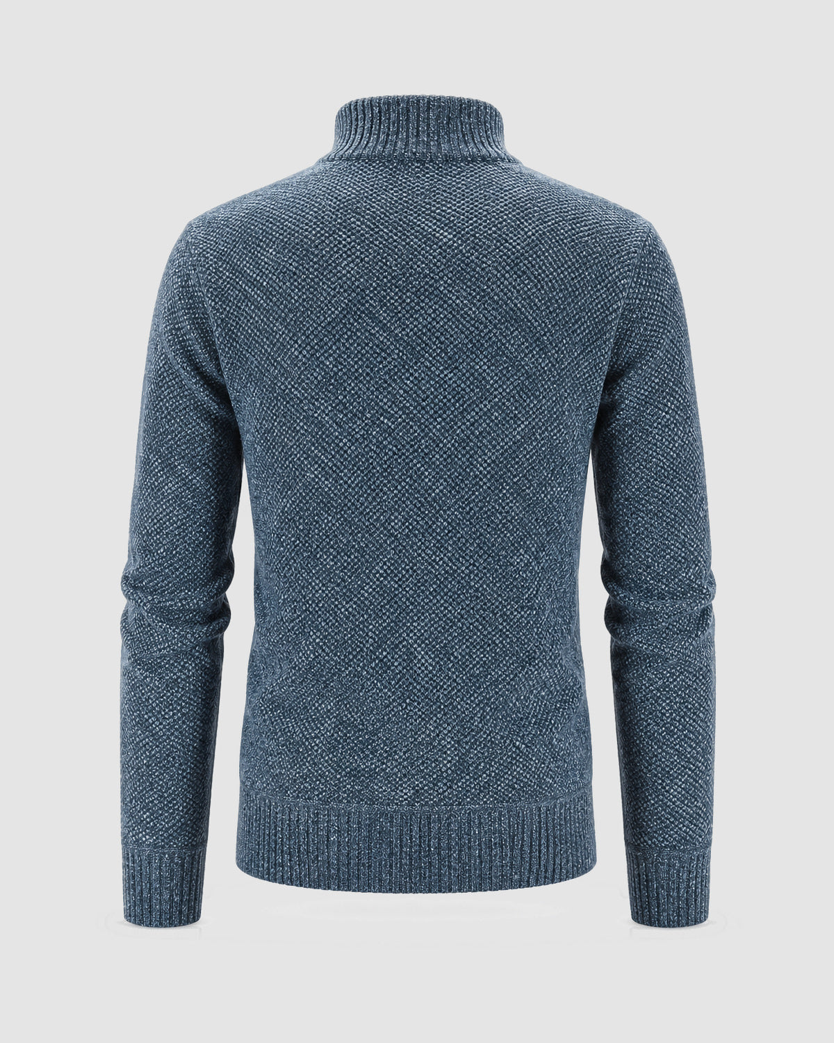 Herren Pullover mit Half-Zip in Strukturstrick – Blau, Bild 2