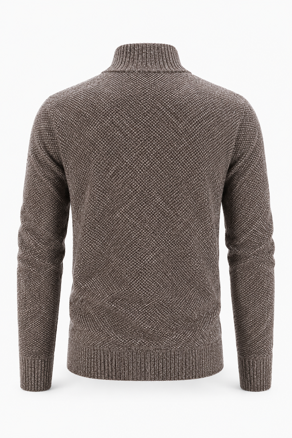 Brauner Herren-Strukturpullover mit Half-Zip