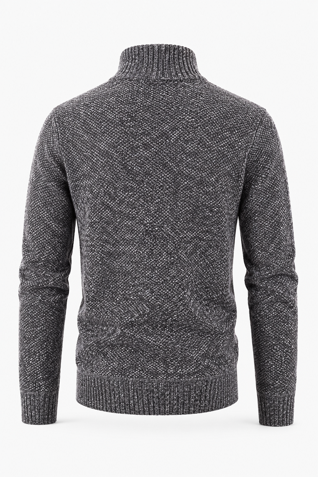 Dunkelgrauer Herren-Strukturpullover mit Half-Zip