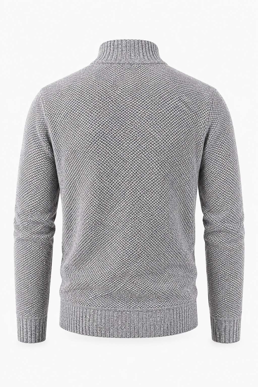 Hellgrauer Herren-Strukturpullover mit Half-Zip