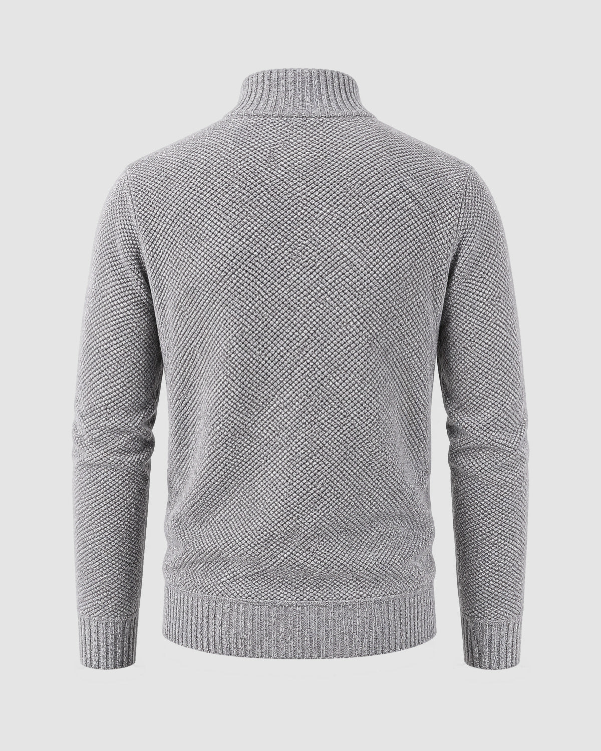 Herren Pullover mit Half-Zip in Strukturstrick – Hellgrau, Bild 2