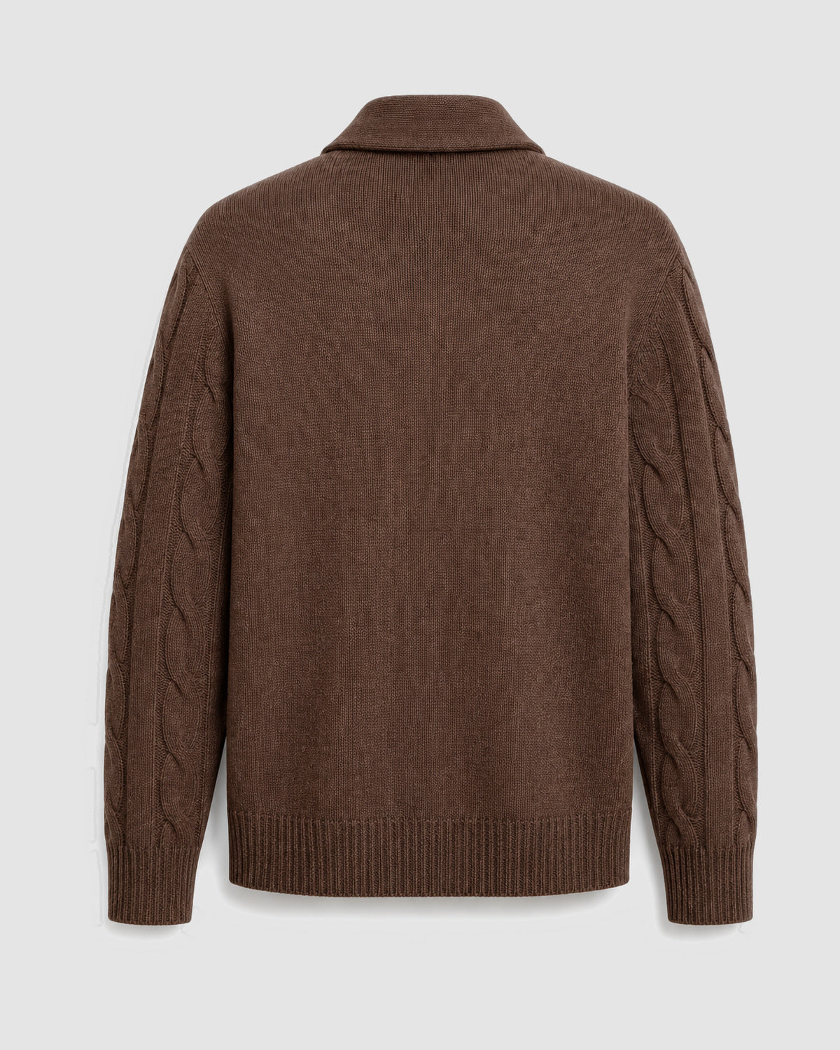 Herren Strickjacke mit Schalkragen und Zopfmuster – Braun, Bild 2