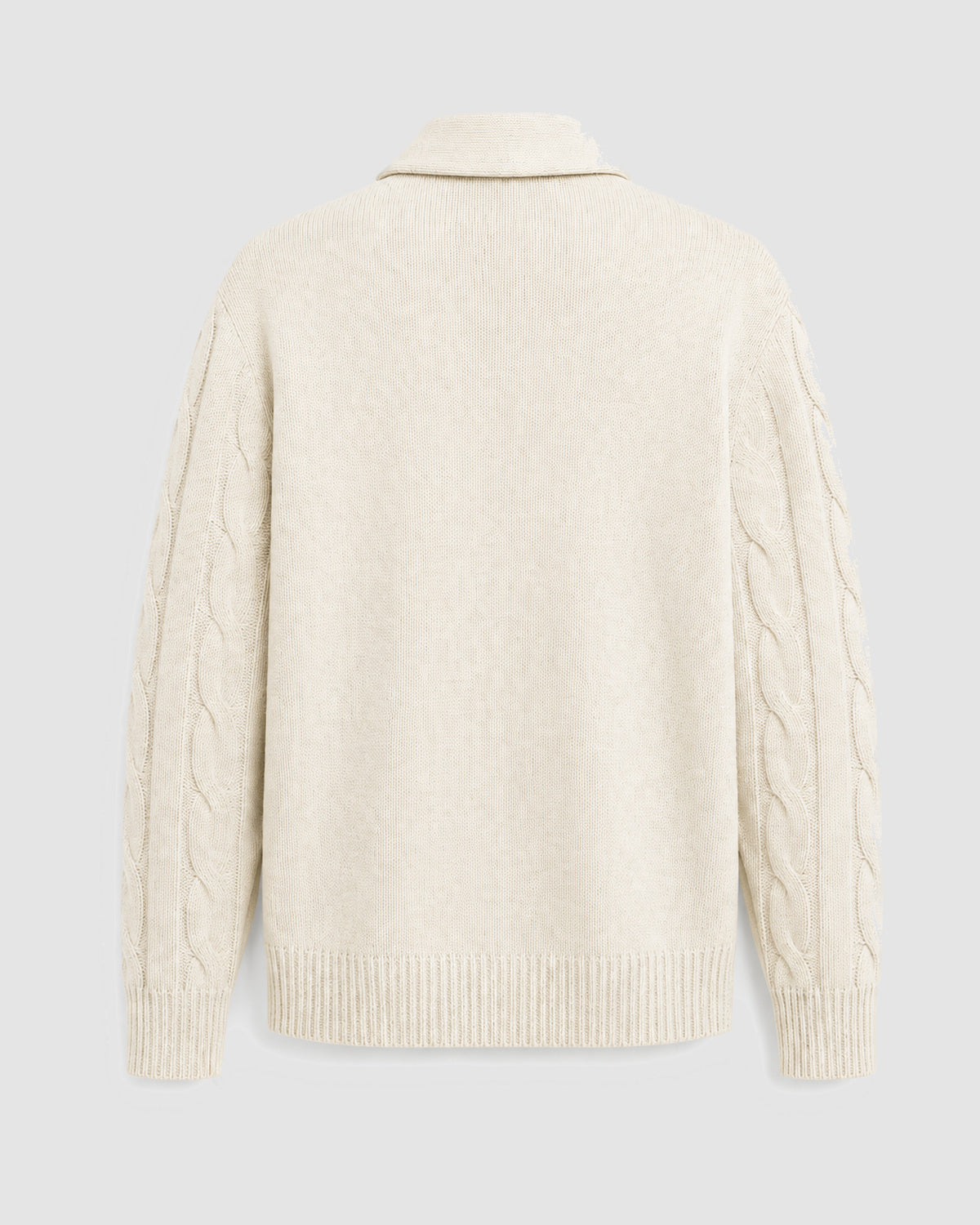 Herren Strickjacke mit Schalkragen und Zopfmuster – Creme, Bild 2