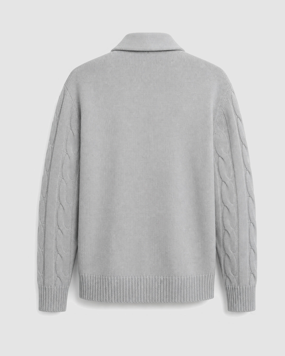 Herren Strickjacke mit Schalkragen und Zopfmuster – Hellgrau, Bild 2