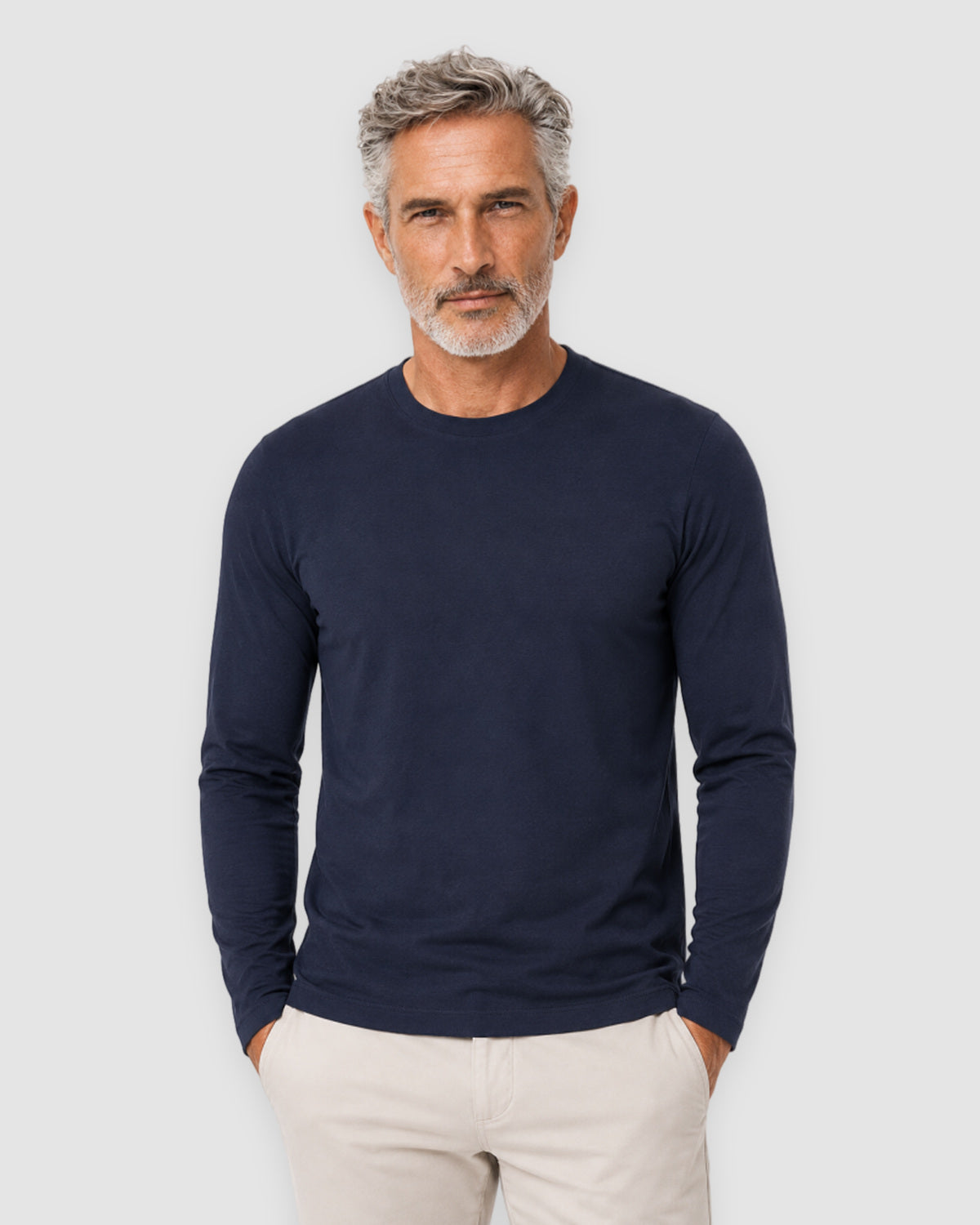 Herren Longsleeve mit Rundhals – Marineblau, Bild 4