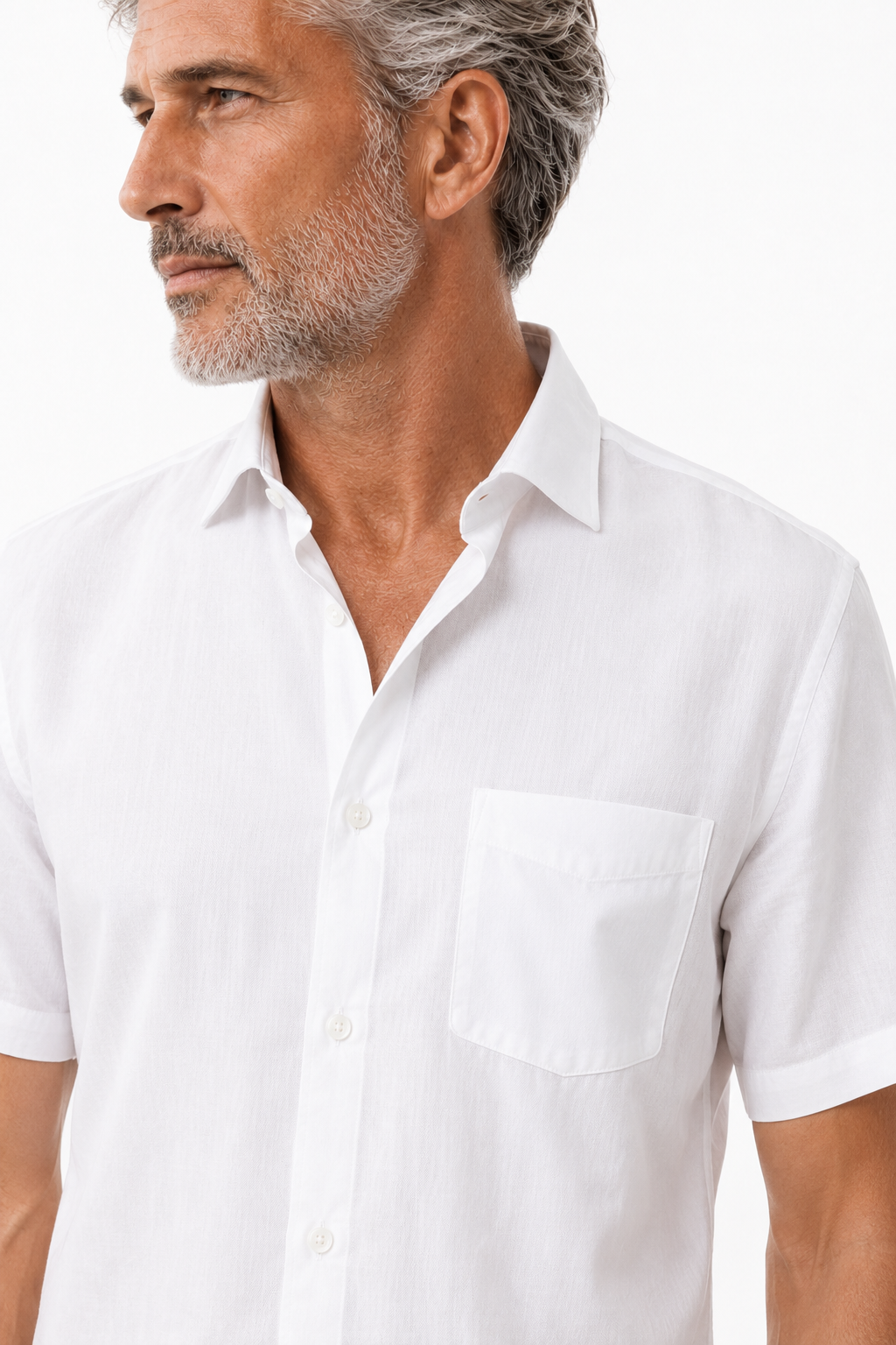 Männer Leinen-Set kurzärmlig - Sommer-Outfit Weiß-Navy
