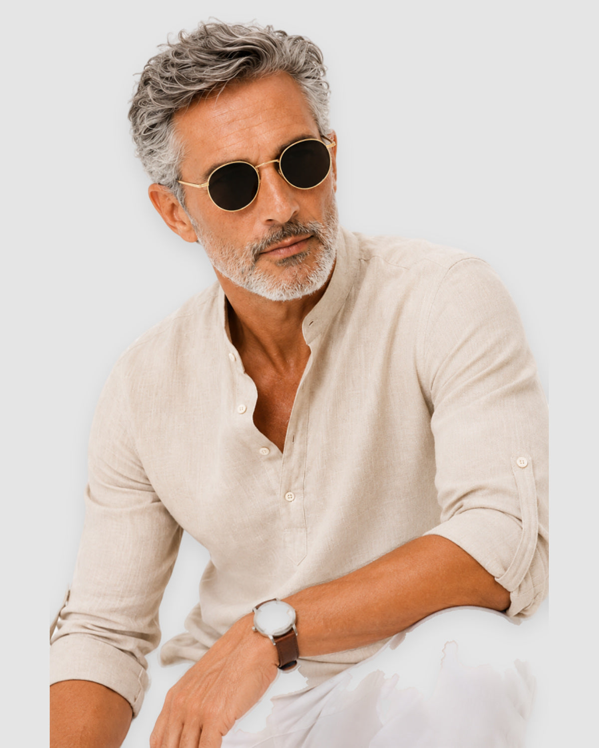 Herren Sonnenbrille rund mit Metallrahmen und UV400-Schutz, Bild 2