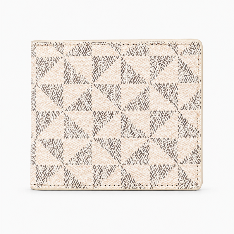 Kurze Bifold-Geldbörse mit geometrischem Muster – Weiß