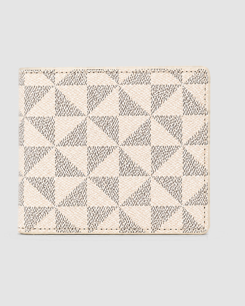 Heren portemonnee van kunstleer met geometrisch patroon – Wit