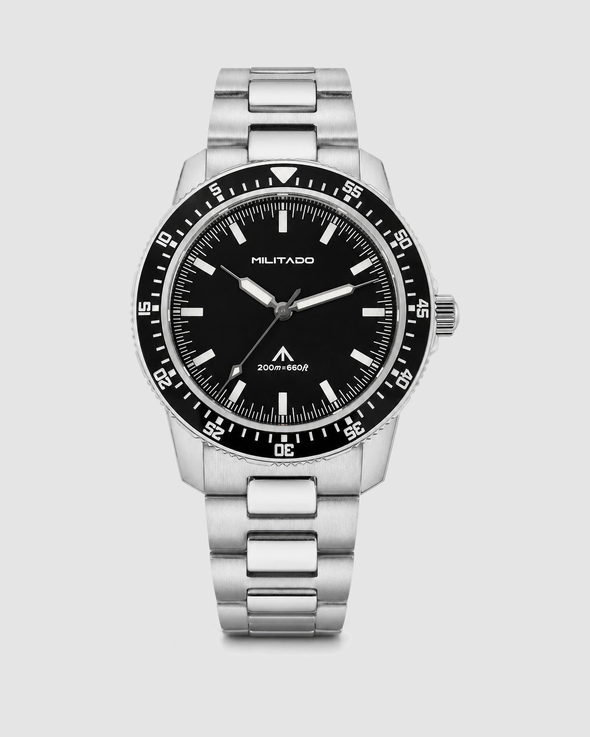 Herren Taucheruhr Quarz mit Edelstahlarmband – Schwarz, Bild 1