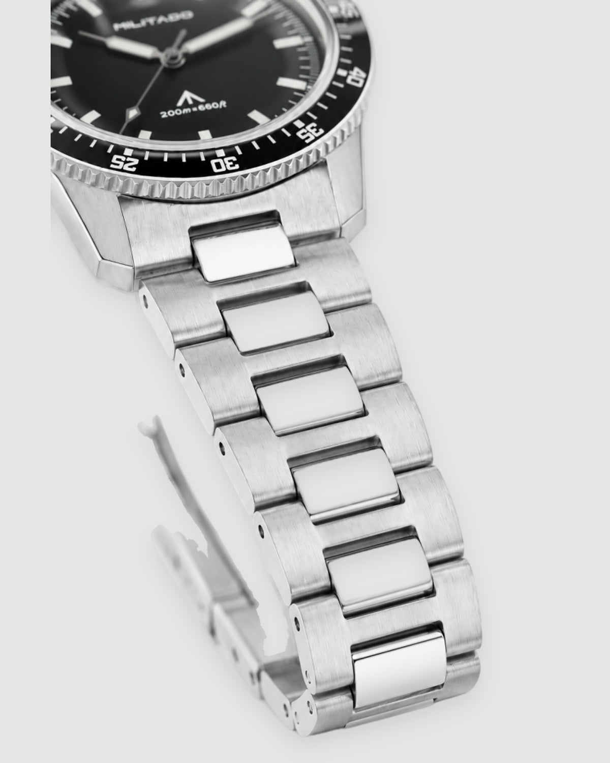 Herren Taucheruhr Quarz mit Edelstahlarmband – Schwarz, Bild 3