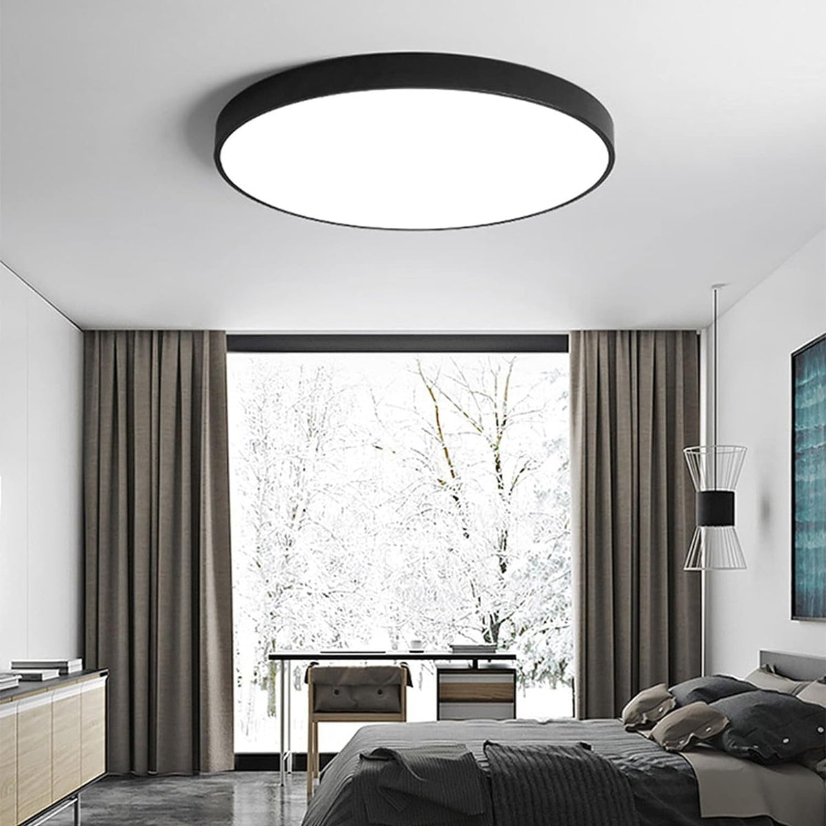 Moderne Runde LED Deckenleuchte Flache Scheibe