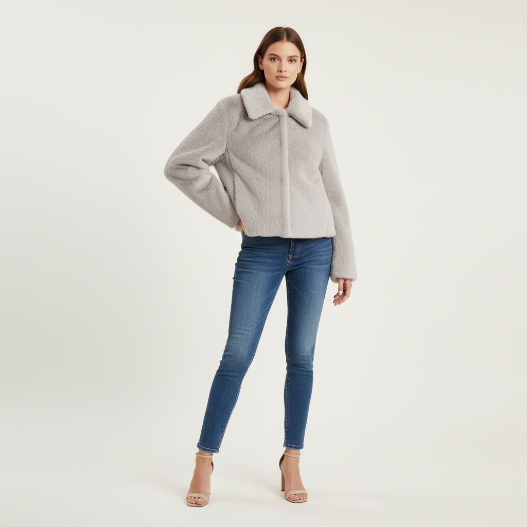 Damen Lange Jacke mit Reverskragen und Knopfdetail