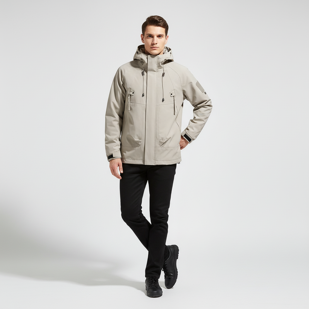 Herren Wasserdichte Kapuzen-Windjacke