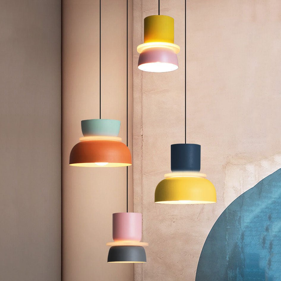 Nordische Metall LED Pendelleuchte Macaron Etagenschirm