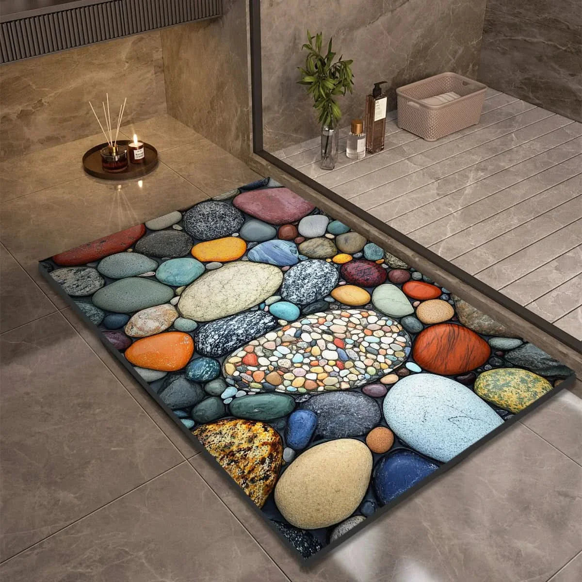 Non-Slip Stone Look Bathroom Mat