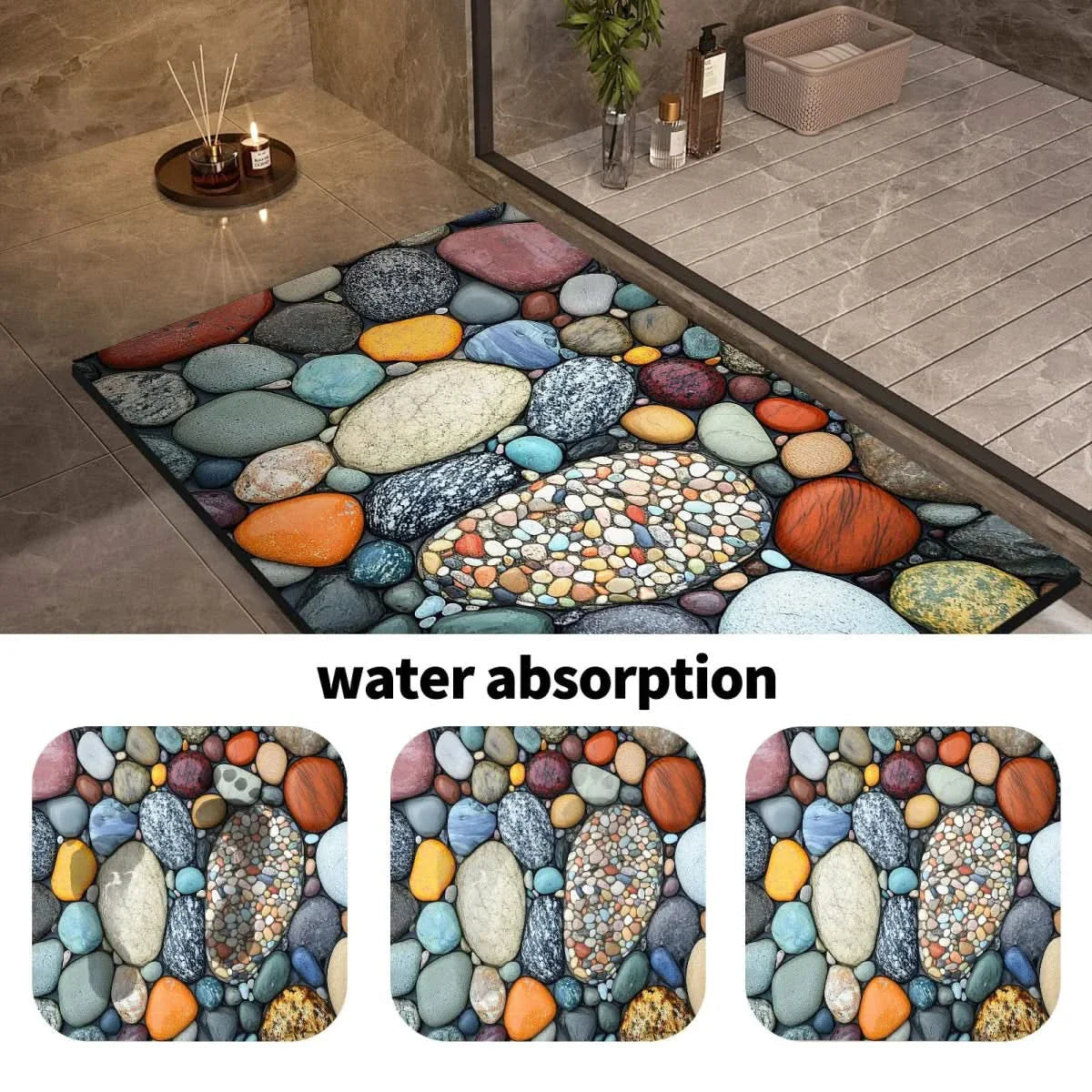Non-Slip Stone Look Bathroom Mat