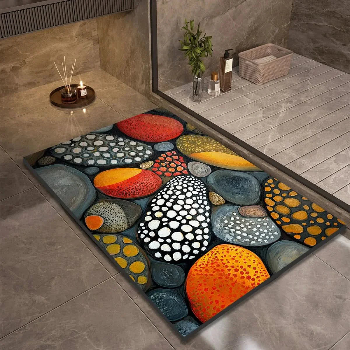 Non-Slip Stone Look Bathroom Mat