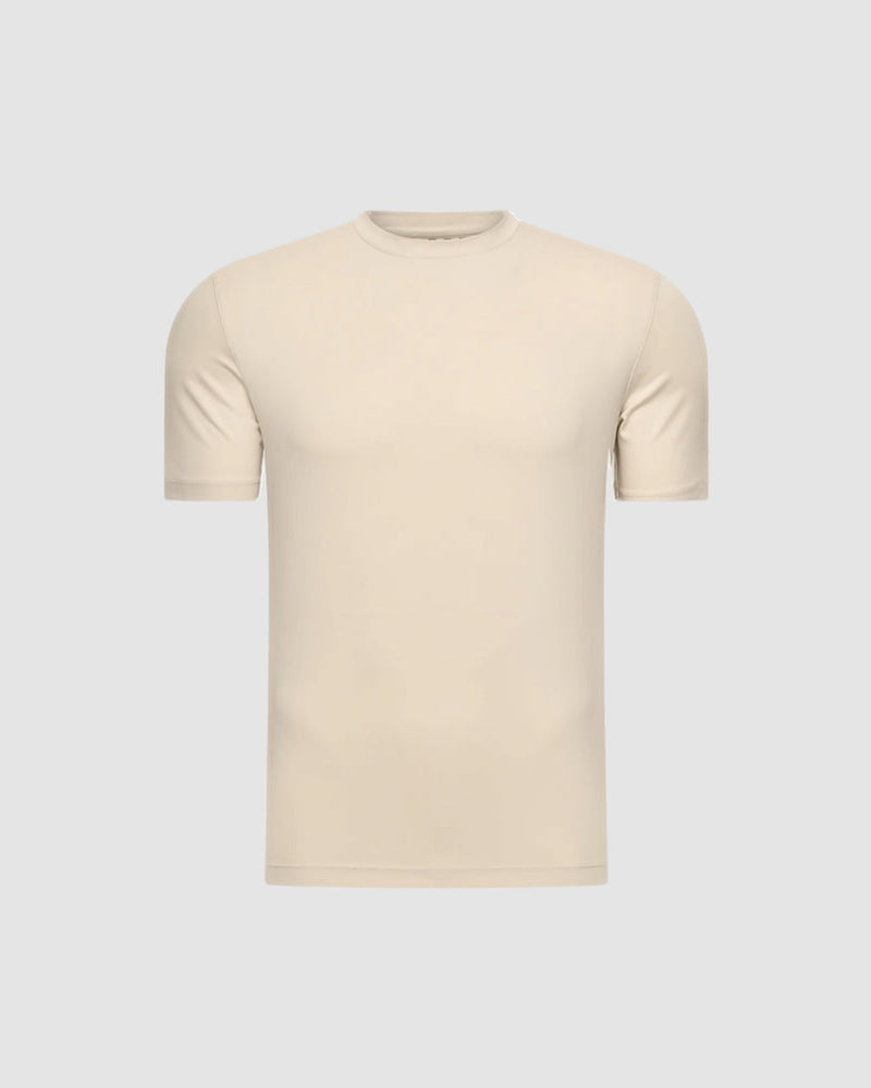 Heren T-shirt met ronde hals en korte mouwen – zandbeige